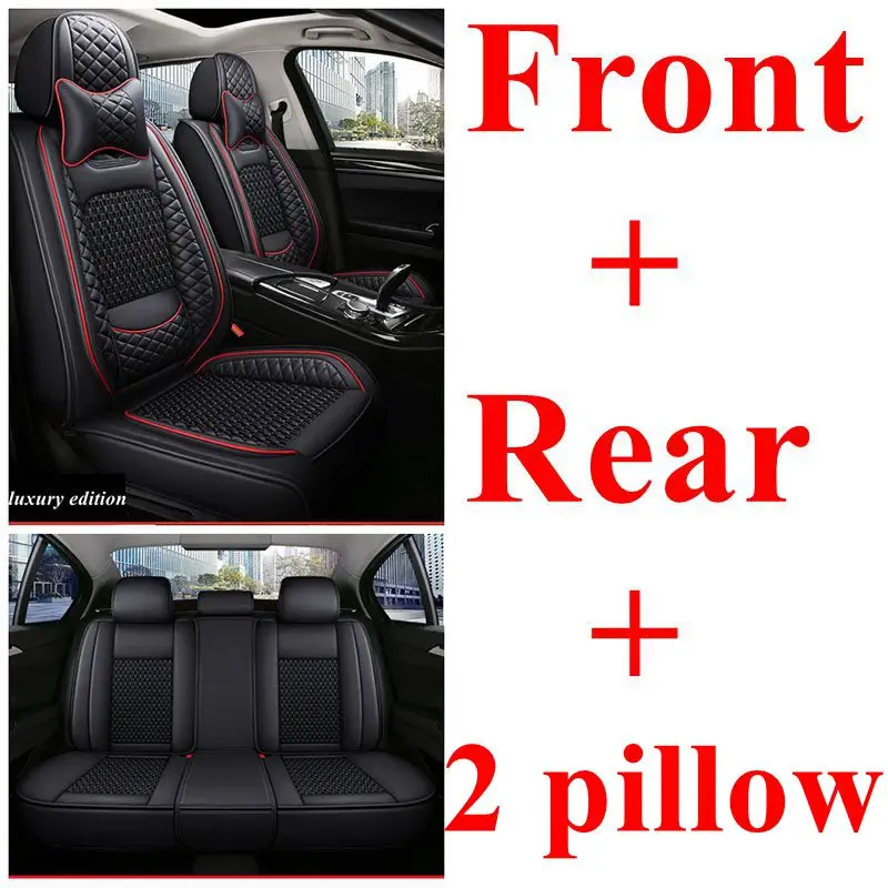 Latest Black Leather&ice Silk Car Seat Cover, Suitable for Most Models, Breathable Car Seat Cover - Image 7