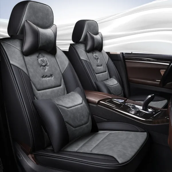 Luxury Black Leather Car Seat Cover Custom Universal Car Seat Cover - Image 2
