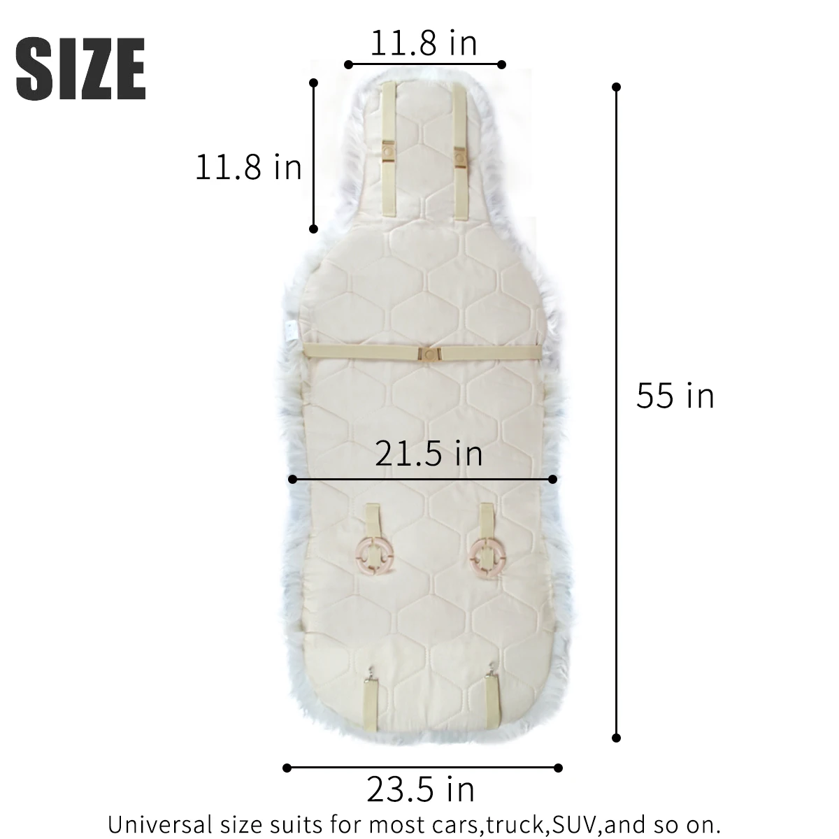 Luxury Fluffy Wool Sheepskin Car Seat Cover Universal Size Anti-Slip Warm Capes Fur Seat Cushions for Auto Upholstery - Image 2