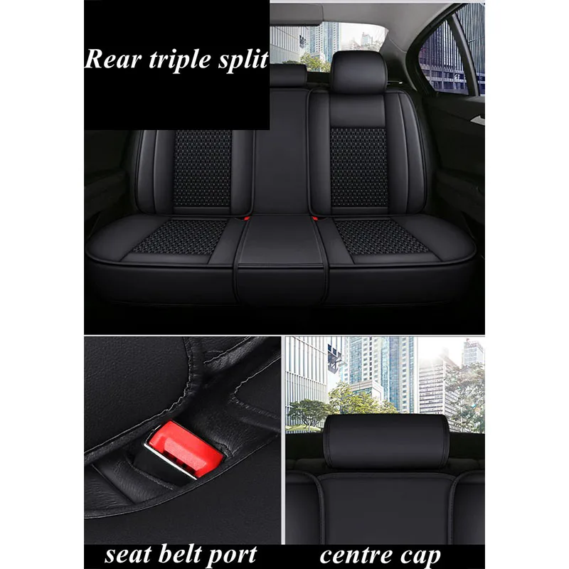 Latest Black Leather&ice Silk Car Seat Cover, Suitable for Most Models, Breathable Car Seat Cover - Image 6
