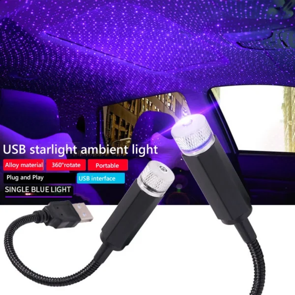 Romantic Car Mini Night Light 12V 0.3A Star Projector Lamp 360 Degree Adjustable Car Decorative Lamp for Room Ceiling Decoration - Image 3