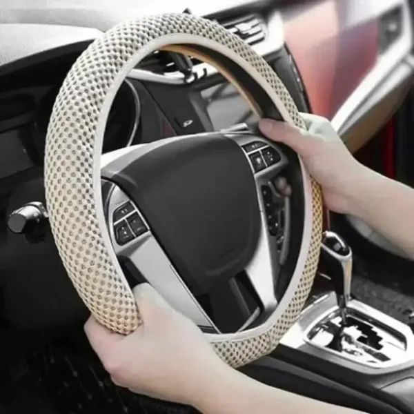 Elastic Elastic Steering Wheel Cover, Warm in Winter, Cool in Summer, Universal 15 Inches (About 38.1 Cm), Microfiber Breathable - Image 2