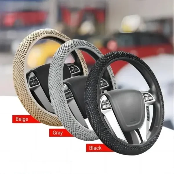 Elastic Elastic Steering Wheel Cover, Warm in Winter, Cool in Summer, Universal 15 Inches (About 38.1 Cm), Microfiber Breathable - Image 5