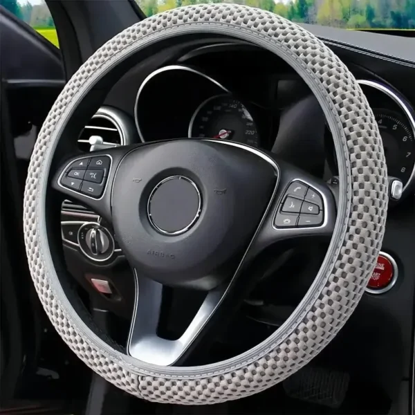 Elastic Elastic Steering Wheel Cover, Warm in Winter, Cool in Summer, Universal 15 Inches (About 38.1 Cm), Microfiber Breathable - Image 4