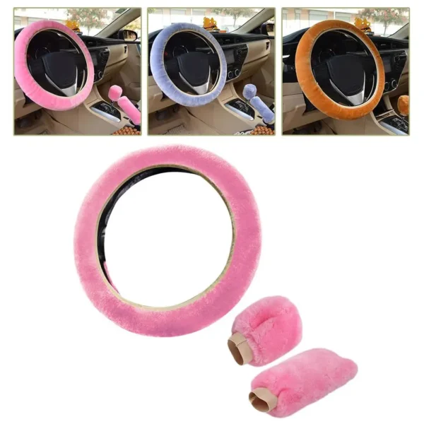 Super Soft Plush Car Steering Wheel Cover Universal Steering-Wheel On Auto The Faux 37/38cm Handlebar Fur Warm K4I7 - Image 3