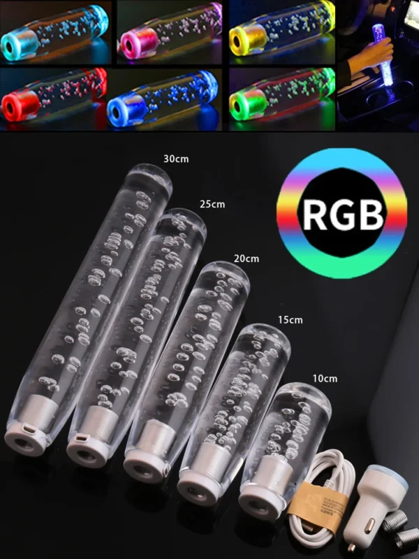 Universal RGB Shift Knob Stick with Light/NO Light Crystal Manual Transmission Bubble Gear Shifter 10cm/15cm/20cm/25cm/30cm - Image 16
