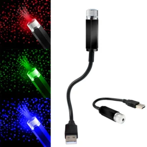Romantic Car Mini Night Light 12V 0.3A Star Projector Lamp 360 Degree Adjustable Car Decorative Lamp for Room Ceiling Decoration