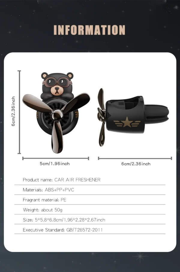 DIY aroma odorless car accessories interor decorations inside ornament plane pilot bear car air fresheners vent clip men cartoon - Image 22