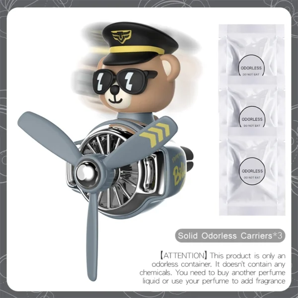 DIY aroma odorless car accessories interor decorations inside ornament plane pilot bear car air fresheners vent clip men cartoon - Image 8