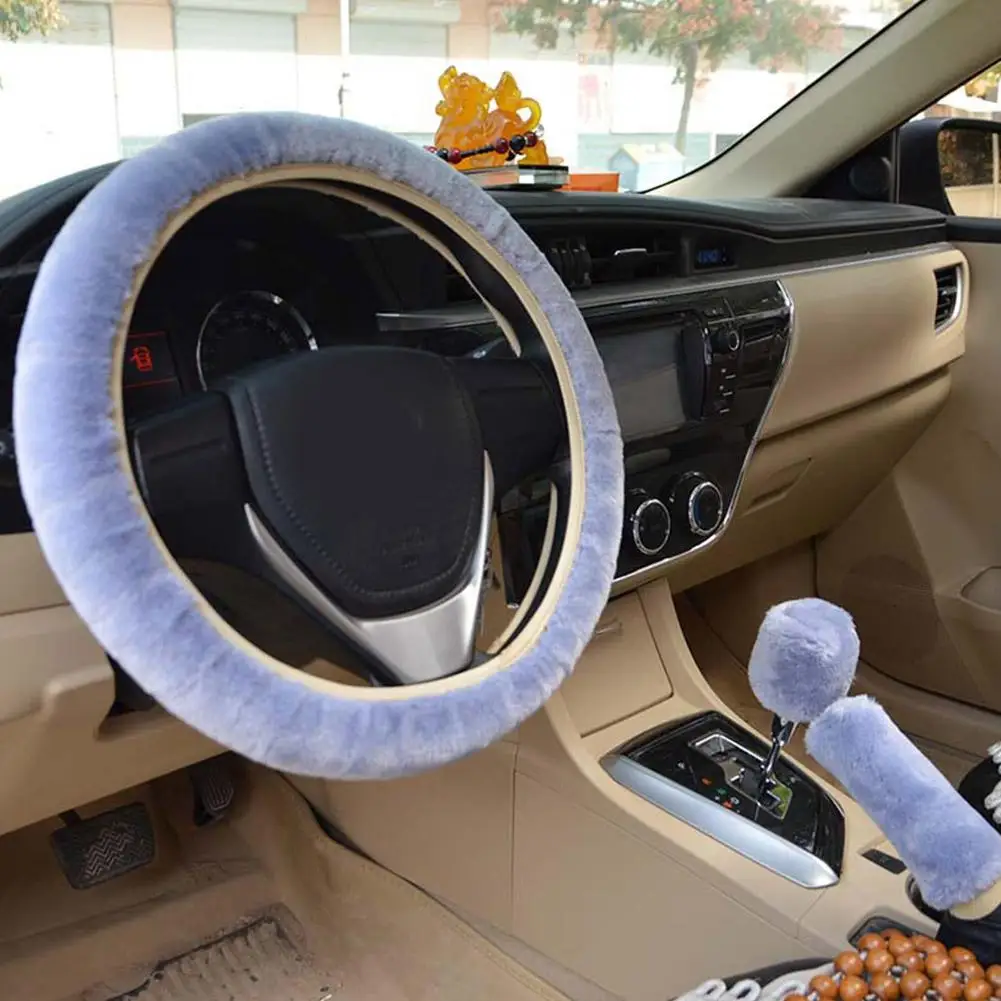 Super Soft Plush Car Steering Wheel Cover Universal Steering-Wheel On Auto The Faux 37/38cm Handlebar Fur Warm K4I7 - Image 25