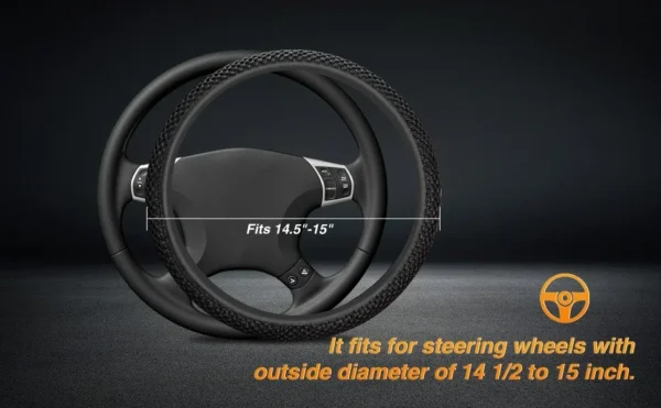 Elastic Elastic Steering Wheel Cover, Warm in Winter, Cool in Summer, Universal 15 Inches (About 38.1 Cm), Microfiber Breathable - Image 14