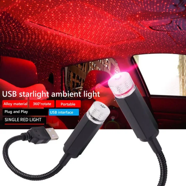 Romantic Car Mini Night Light 12V 0.3A Star Projector Lamp 360 Degree Adjustable Car Decorative Lamp for Room Ceiling Decoration - Image 4