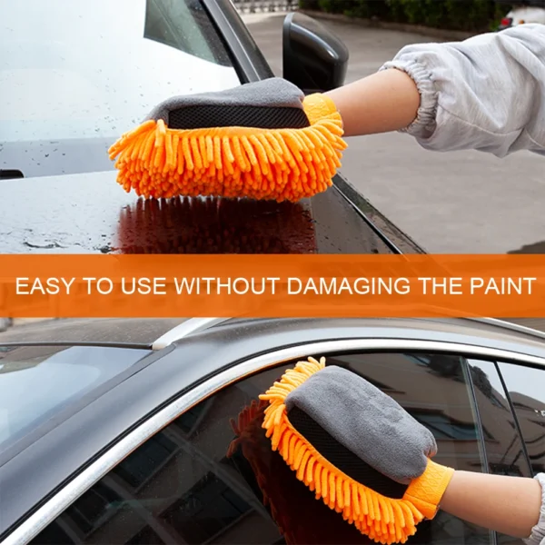 2/1PCS Waterproof Car Wash Microfiber Chenille Gloves Auto Care Double-faced Glove Car Washing Gloves Cleaning Brush Cloth Towel - Image 3