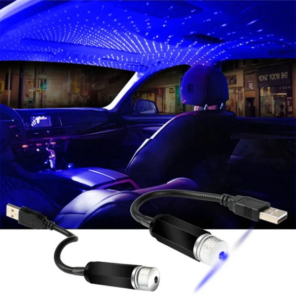 Romantic Car Mini Night Light 12V 0.3A Star Projector Lamp 360 Degree Adjustable Car Decorative Lamp for Room Ceiling Decoration - Image 2