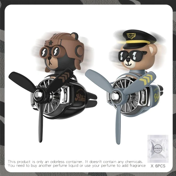 DIY aroma odorless car accessories interor decorations inside ornament plane pilot bear car air fresheners vent clip men cartoon - Image 11