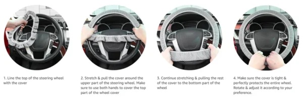 Elastic Elastic Steering Wheel Cover, Warm in Winter, Cool in Summer, Universal 15 Inches (About 38.1 Cm), Microfiber Breathable - Image 16