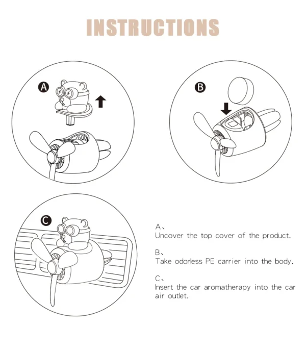 DIY aroma odorless car accessories interor decorations inside ornament plane pilot bear car air fresheners vent clip men cartoon - Image 21