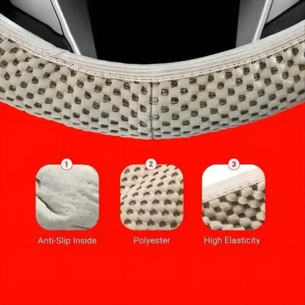 Elastic Elastic Steering Wheel Cover, Warm in Winter, Cool in Summer, Universal 15 Inches (About 38.1 Cm), Microfiber Breathable - Image 6