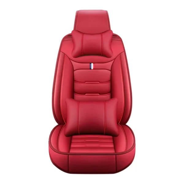 Car Seat Covers Red Full Set Luxury 2 Front Rear Seat Cover PU Leather  Winter Auto Protector Accessories ﻿ - Image 4