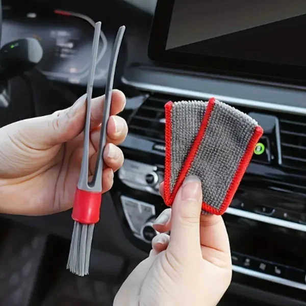 1 PC, soft dual head car cleaning brush, 2-in-1 air conditioning vent brush, internal cleaning tool, multi-functional dust remov - Image 2