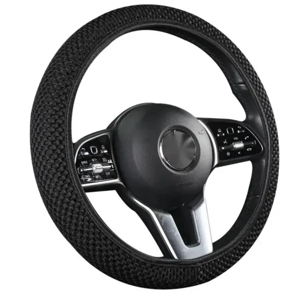 Elastic Elastic Steering Wheel Cover, Warm in Winter, Cool in Summer, Universal 15 Inches (About 38.1 Cm), Microfiber Breathable - Image 9