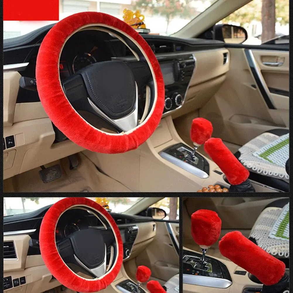 Super Soft Plush Car Steering Wheel Cover Universal Steering-Wheel On Auto The Faux 37/38cm Handlebar Fur Warm K4I7 - Image 19