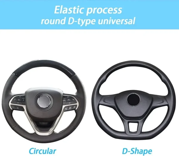 Elastic Elastic Steering Wheel Cover, Warm in Winter, Cool in Summer, Universal 15 Inches (About 38.1 Cm), Microfiber Breathable - Image 15